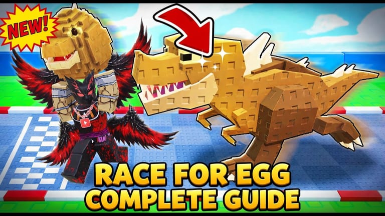 Race for Eggs beginner guide video thumbnail with the game's race track on screen