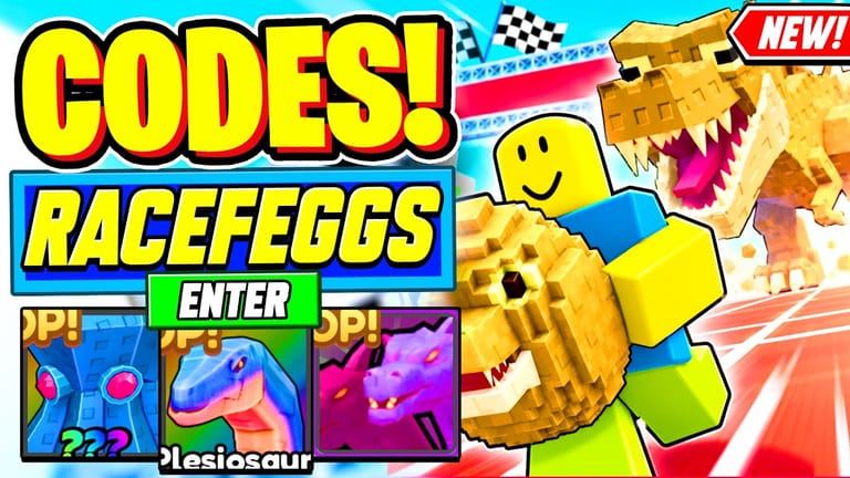Race for Eggs codes video thumbnail showing the in-game codes entry screen